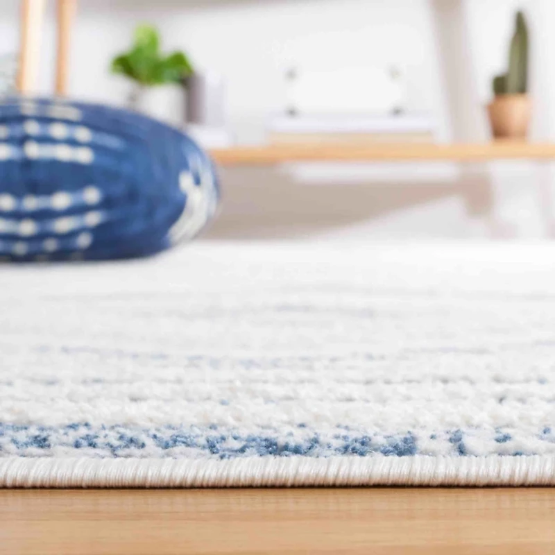 Blue & Ivory Sanneke Diamond Square Rug, 6x6