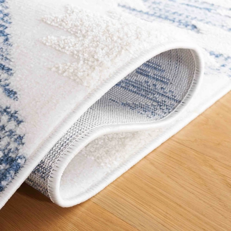 Blue & Ivory Sanneke Diamond Square Rug, 6x6