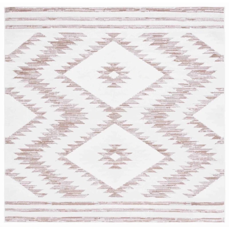 Taupe & Ivory Sanneke Diamond Square Rug, 6x6