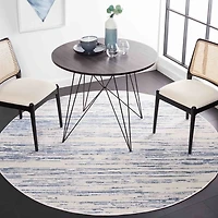 Blue & Ivory Cherine Bohemian Round Rug, 6x6