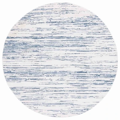 Blue & Ivory Cherine Bohemian Round Rug, 6x6