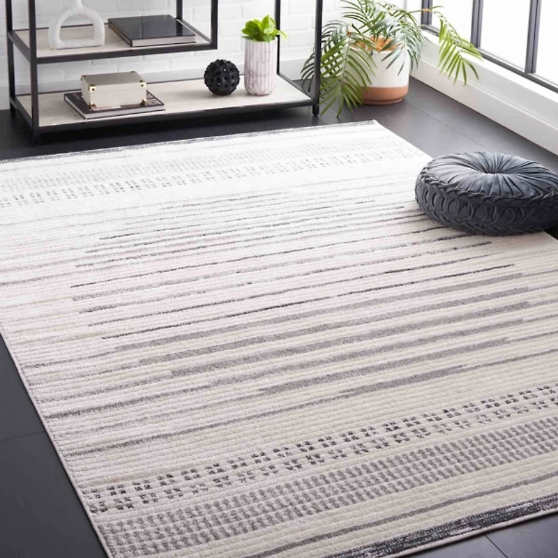 Ivory & Gray Gorete Geometric Area Rug