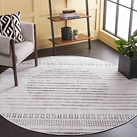 Ivory & Gray Gorete Geometric Round Rug, 6x6