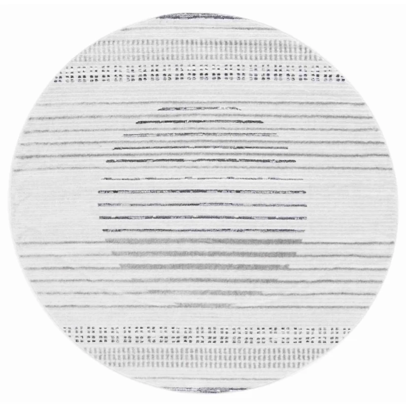 Ivory & Gray Gorete Geometric Round Rug, 6x6