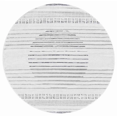 Ivory & Gray Gorete Geometric Round Rug, 6x6