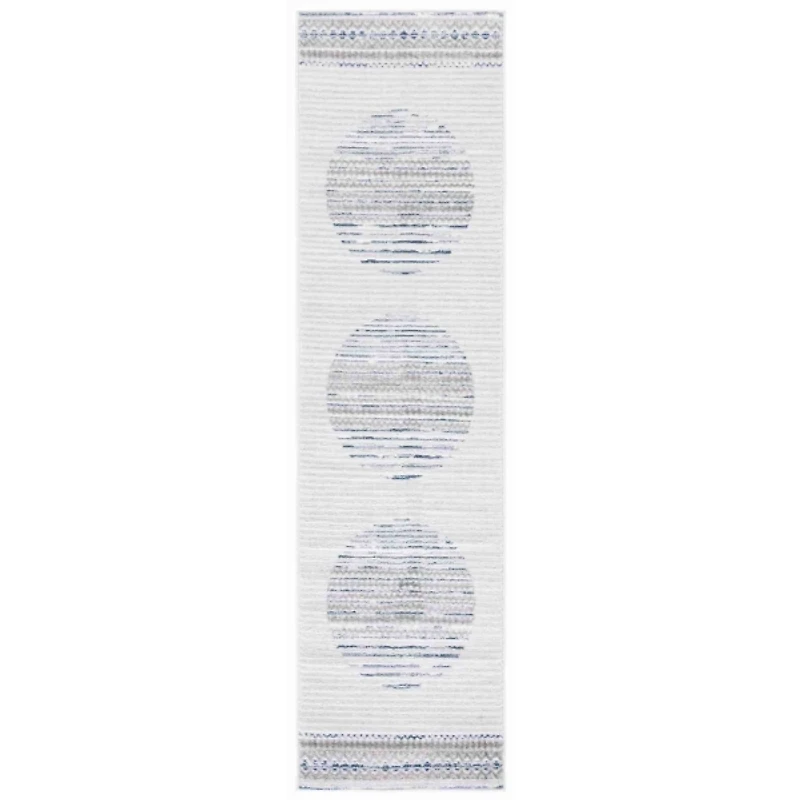 Ivory & Blue Albert Geometric Runner, 2x8