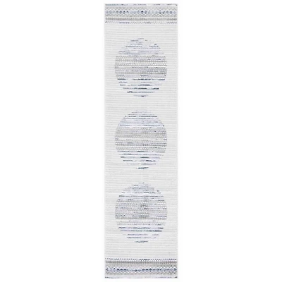 Ivory & Blue Albert Geometric Runner, 2x8