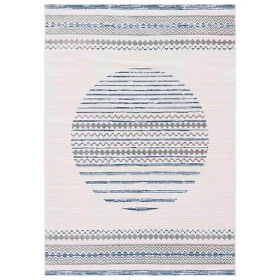 Ivory & Blue Albert Geometric Area Rug