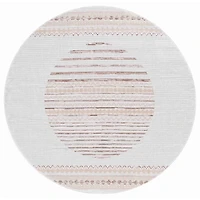 Ivory & Brown Albert Geometric Round Rug, 6x6