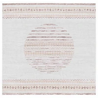 Ivory & Brown Albert Geometric Square Rug, 6x6