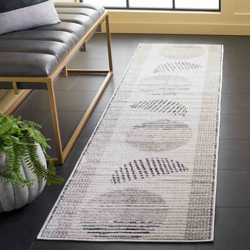 Ivory & Gray Hazel Geometric Runner, 2x8
