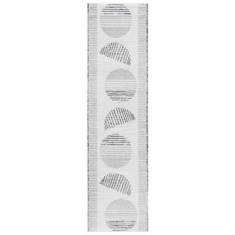 Ivory & Gray Hazel Geometric Runner, 2x8