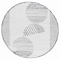 Ivory & Gray Hazel Geometric Round Rug, 6x6