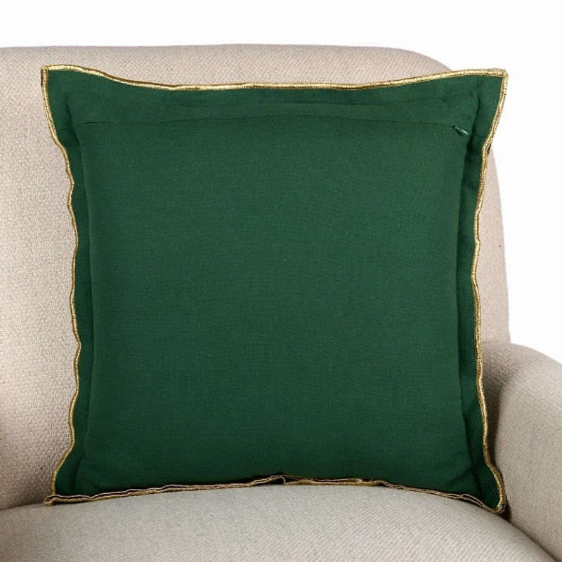 Green with Gold Trim Flange Pillow
