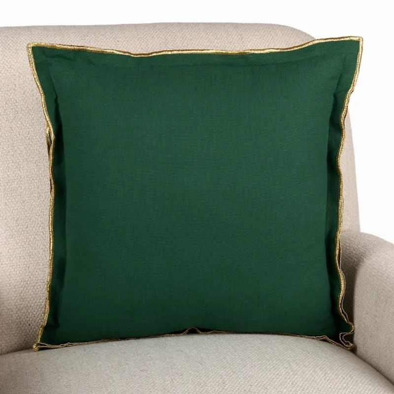 Green with Gold Trim Flange Pillow
