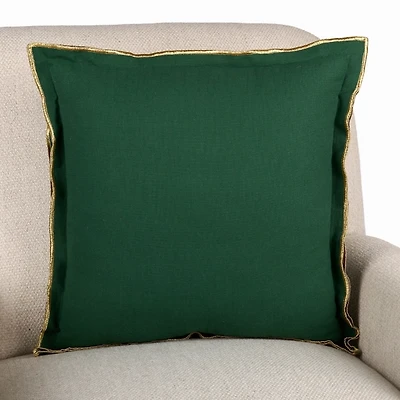Green with Gold Trim Flange Pillow