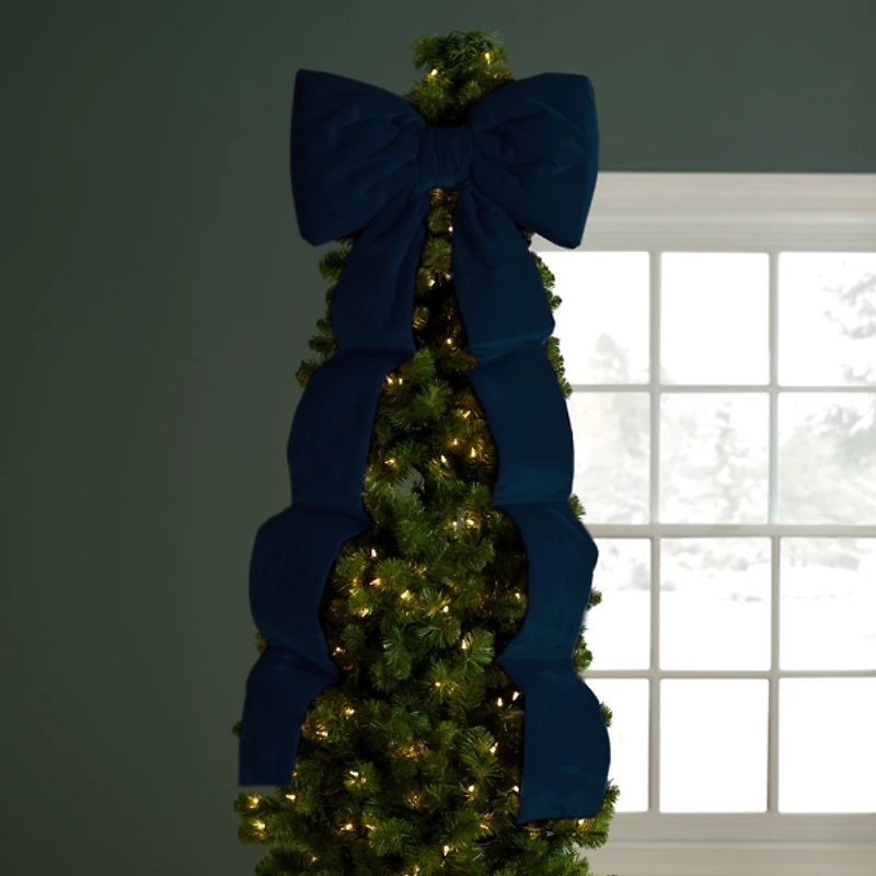 Navy Bow Runner Christmas Tree Topper
