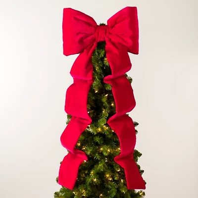 Red Bow Runner Christmas Tree Topper