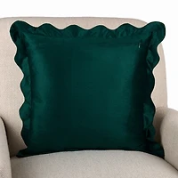 Green Velvet Scalloped Trim Pillow