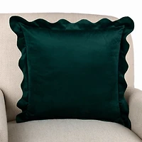 Green Velvet Scalloped Trim Pillow