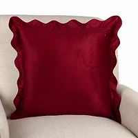 Red Velvet Scalloped Trim Pillow
