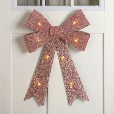 Pre-Lit Pink Wreath Bow