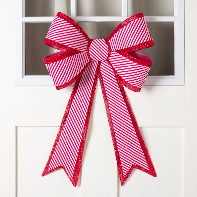 Red and White Wreath Bow
