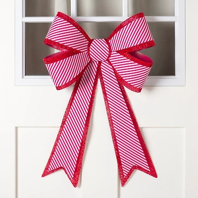 Red and White Wreath Bow