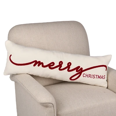 Beaded Boucle Merry Christmas Lumbar Pillow