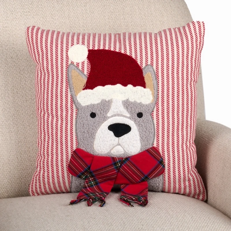 French Bulldog with Scarf Pillow