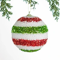 Red and Green Tinsel Christmas Ornament