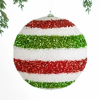 Red and Green Tinsel Christmas Ornament, 6 in.