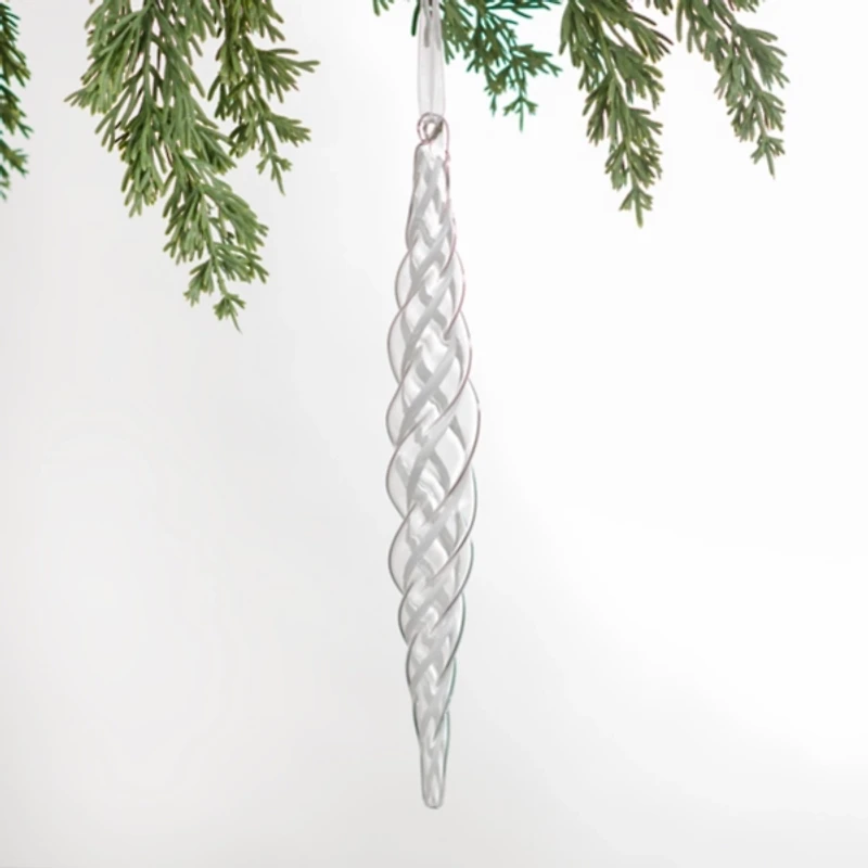 Clear Glass Icicle Christmas Ornament