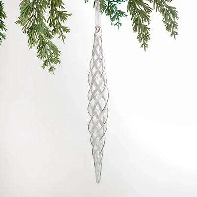 Clear Glass Icicle Christmas Ornament