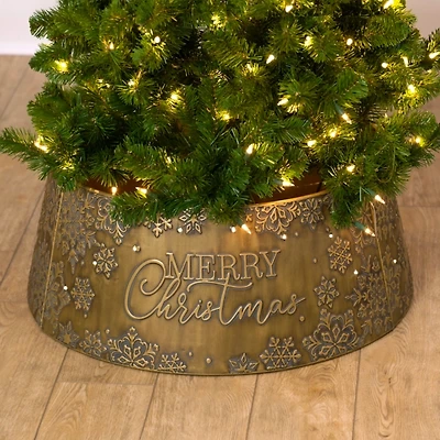 LED Gold Merry Christmas Tree Collar, 28 in.
