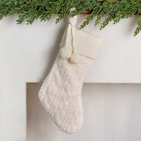 Cream Plush Cable Knit Stocking