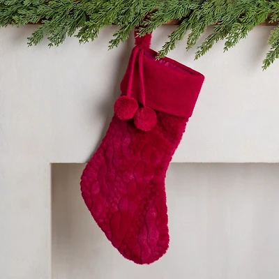 Merlot Plush Cable Knit Stocking