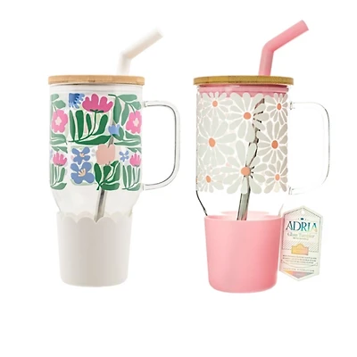 White Floral & Daisy Hydration Tumblers, Set of 2