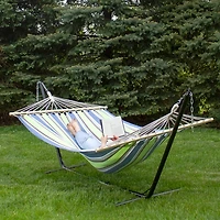 Green and Blue Striped 2-Person Double Hammock