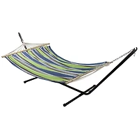 Green and Blue Striped 2-Person Double Hammock