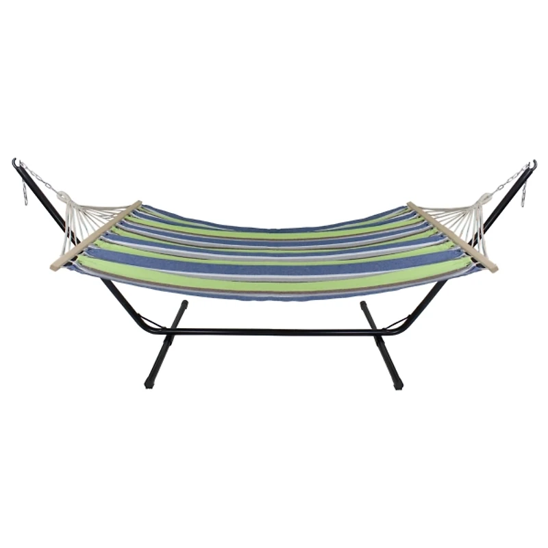 Green and Blue Striped 2-Person Double Hammock