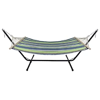 Green and Blue Striped 2-Person Double Hammock