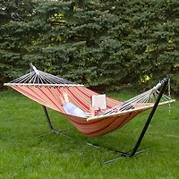 Red and Green Striped 2-Person Double Hammock