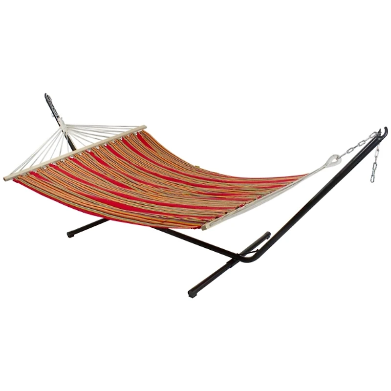 Red and Green Striped 2-Person Double Hammock