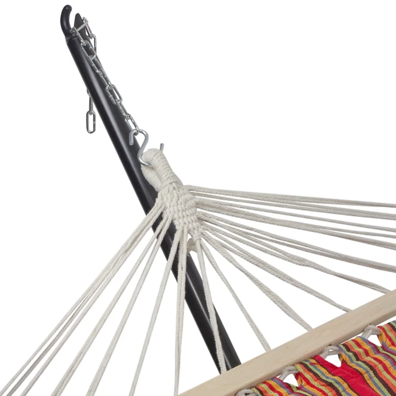 Red and Green Striped 2-Person Double Hammock