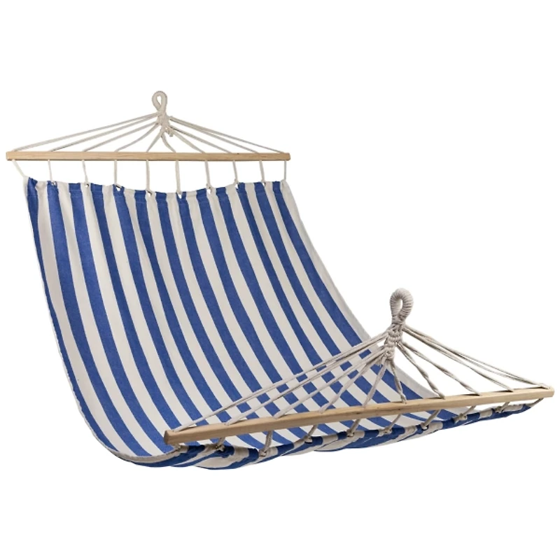 Blue and Cream Striped 2-Person Double Hammock