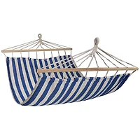 Blue and Cream Striped 2-Person Double Hammock