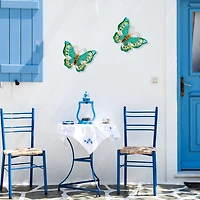 Green Metal Butterfly Outdoor Wall Plaque