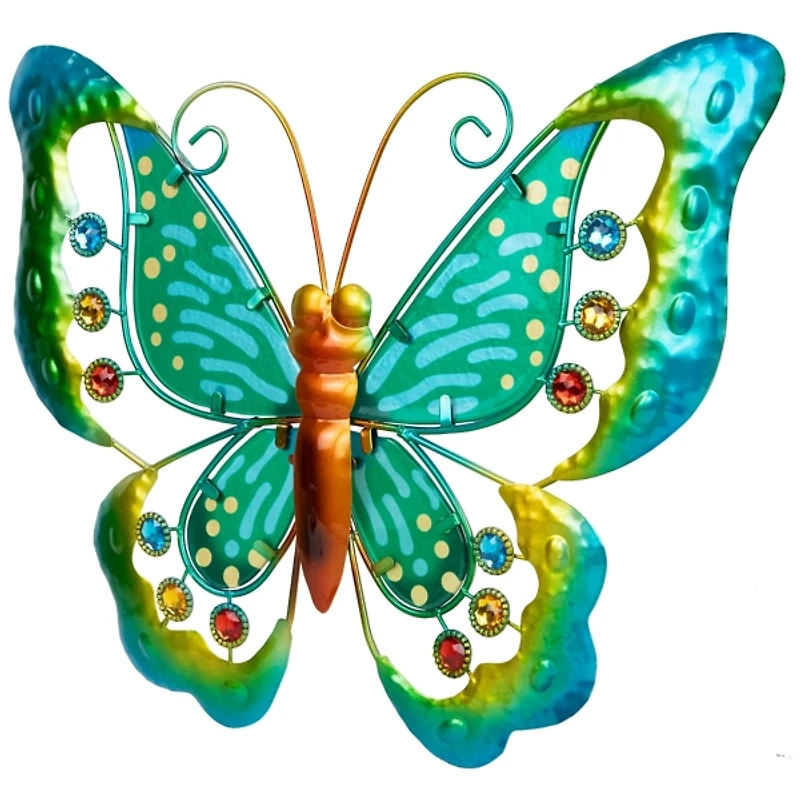 Green Metal Butterfly Outdoor Wall Plaque