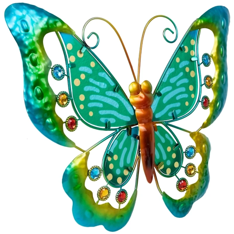Green Metal Butterfly Outdoor Wall Plaque
